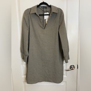 Zara Women's Long Sleeve V Neck Collar Plaid Mini Dress EJ1 Black XL NWT